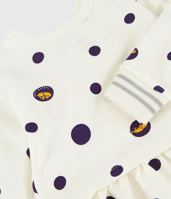 Robe manches longues bébé fille blanc MARSHMALLOW/blanc MULTICO
