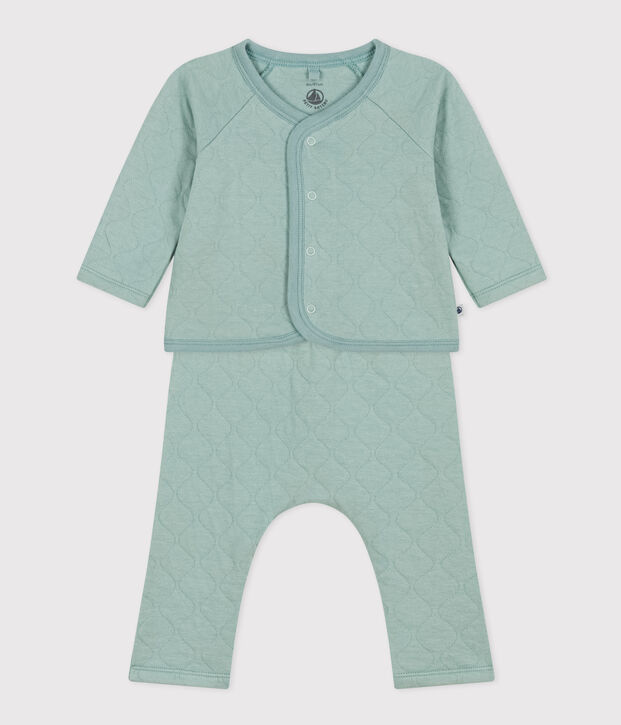 Ensemble en tubique matelass&eacute; b&eacute;b&eacute; vert