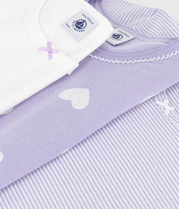 Lot de tee-shirts enfant en coton manches courtes imprim&eacute; c&oelig;urs multicouleur