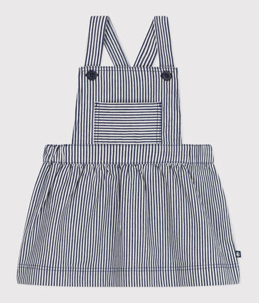 Robe salopette bébé en coton rayée