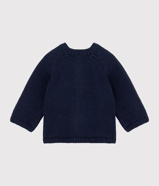 Cardigan bébé fille en tricot laine et coton bleu SMOKING/blanc MULTICO