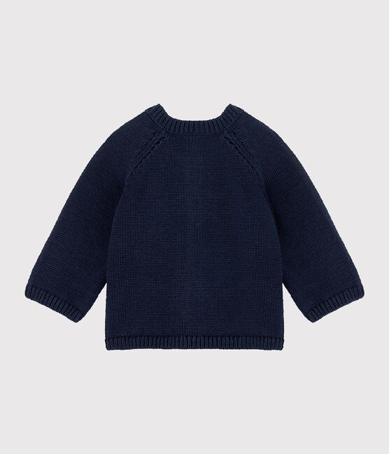 Cardigan bébé fille en tricot laine et coton bleu SMOKING/blanc MULTICO