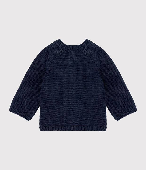 Cardigan b&eacute;b&eacute; fille en tricot laine et coton bleu/multicouleur