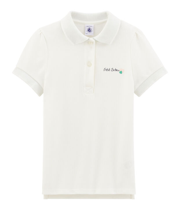 Polo &agrave; manches courtes enfant fille blanc
