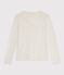 Tee-shirt femme en coton manches longue uni beige chin&eacute;