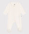 Pyjama bébé en coton à col avec zip cœurs blanc MARSHMALLOW/blanc MULTICO