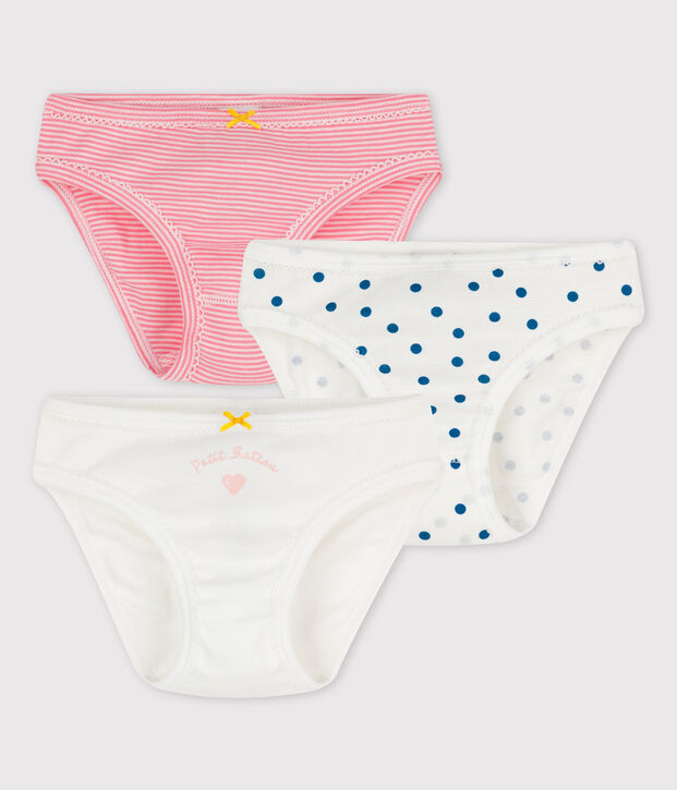 Lot de 3 culottes imprim&eacute; c&oelig;ur petite fille en coton multicouleur