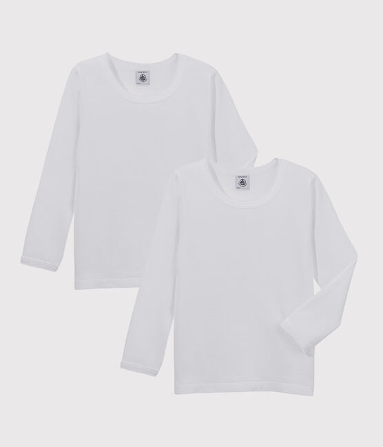 Lot de 2 tee-shirts manches longues blancs petite fille en coton biologique variante 1