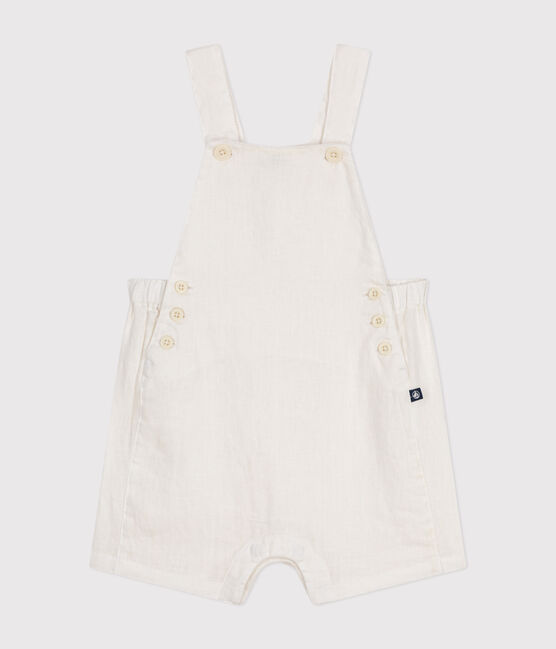 Salopette courte en lin bébé blanc ECUME