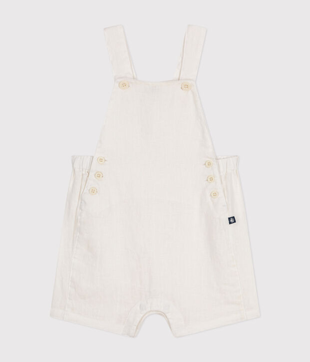 Salopette courte en lin b&eacute;b&eacute; blanc