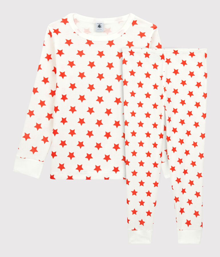Pyjama imprim&eacute; graphique en coton enfant blanc MARSHMALLOW/ SPICY