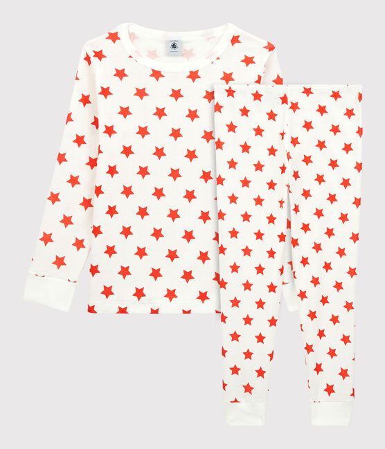 Pyjama imprimé graphique en coton enfant blanc MARSHMALLOW/ SPICY