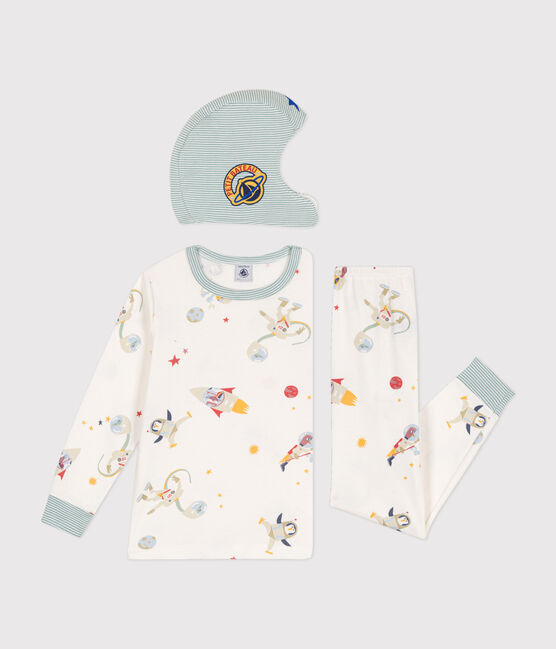 Pyjama déguisement en coton imprimé espace enfant blanc MARSHMALLOW/blanc MULTICO