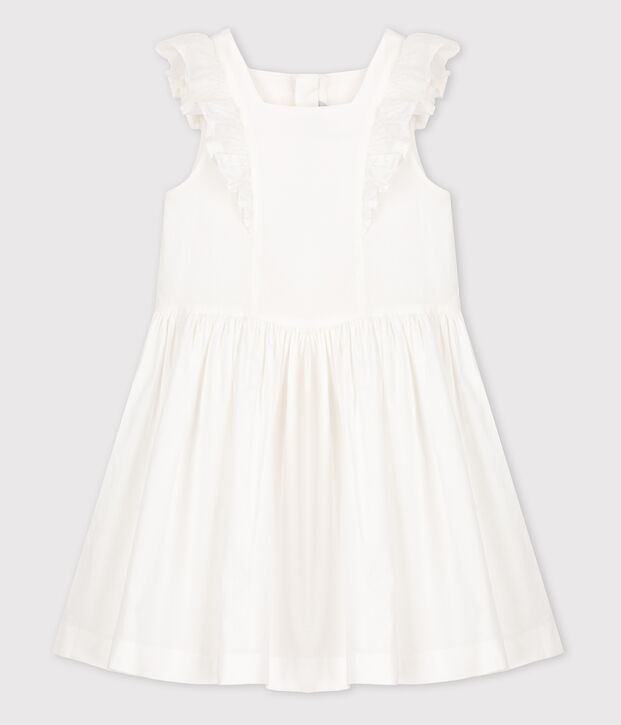 Robe c&eacute;r&eacute;monie en popeline enfant fille blanc
