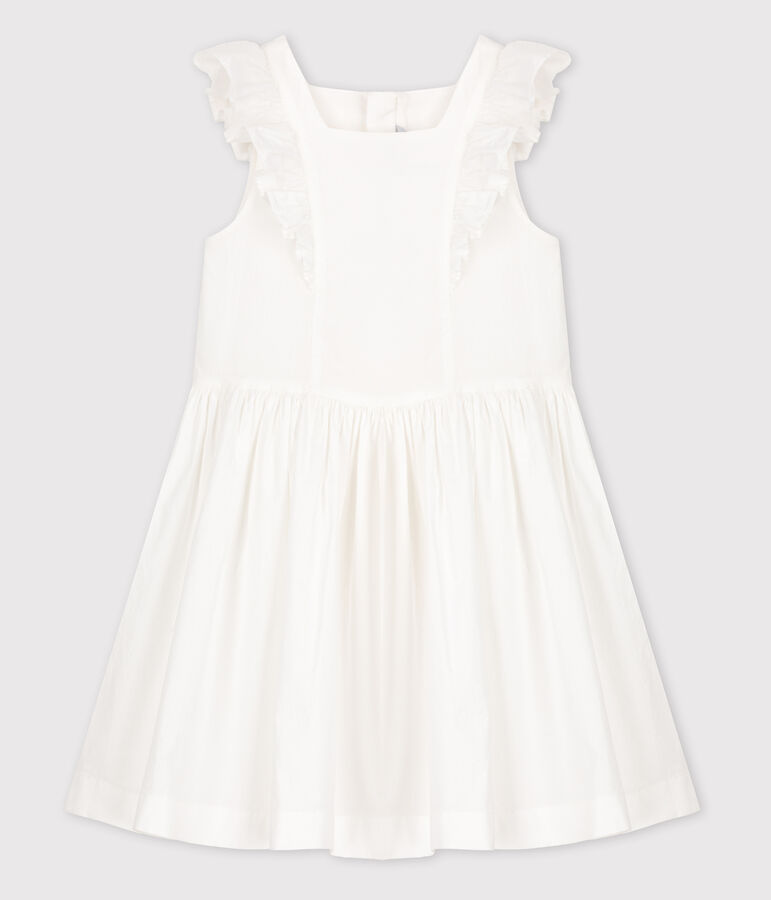 Robe c&eacute;r&eacute;monie en popeline enfant fille blanc