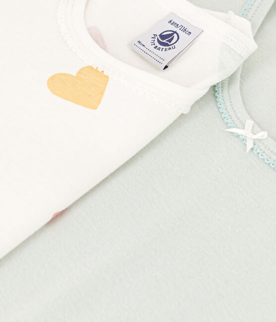 Lot de 2 tee shirts manches courtes cœur en coton petite fille variante 1