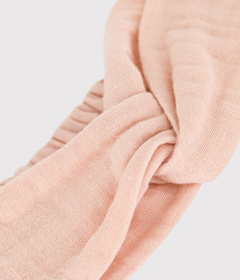Bandeau rose en gaze de coton b&eacute;b&eacute; rose