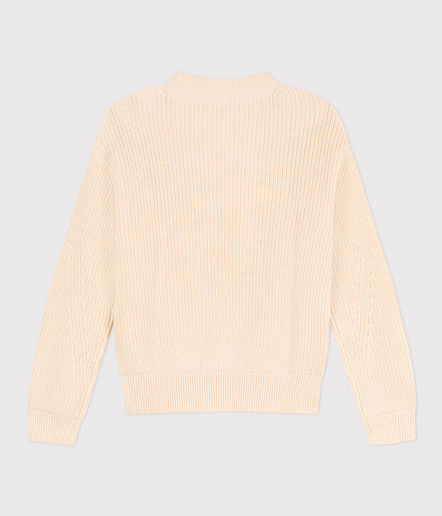 Pull en c&ocirc;te anglaise en coton Femme &eacute;cru