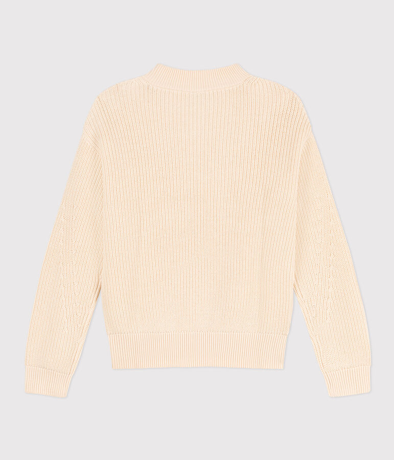 Pull en c&ocirc;te anglaise en coton Femme &eacute;cru AVALANCHE