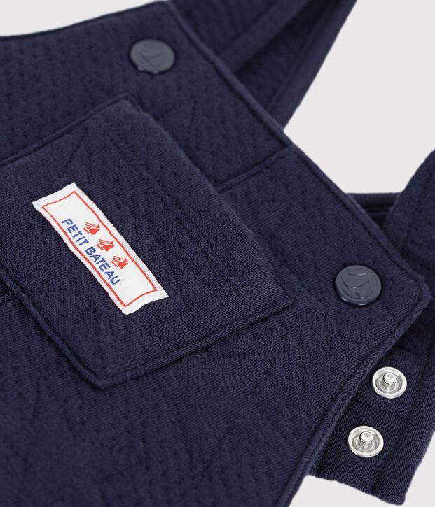 Salopette b&eacute;b&eacute; en coton &eacute;pais &agrave; motifs &eacute;toiles bleu marine