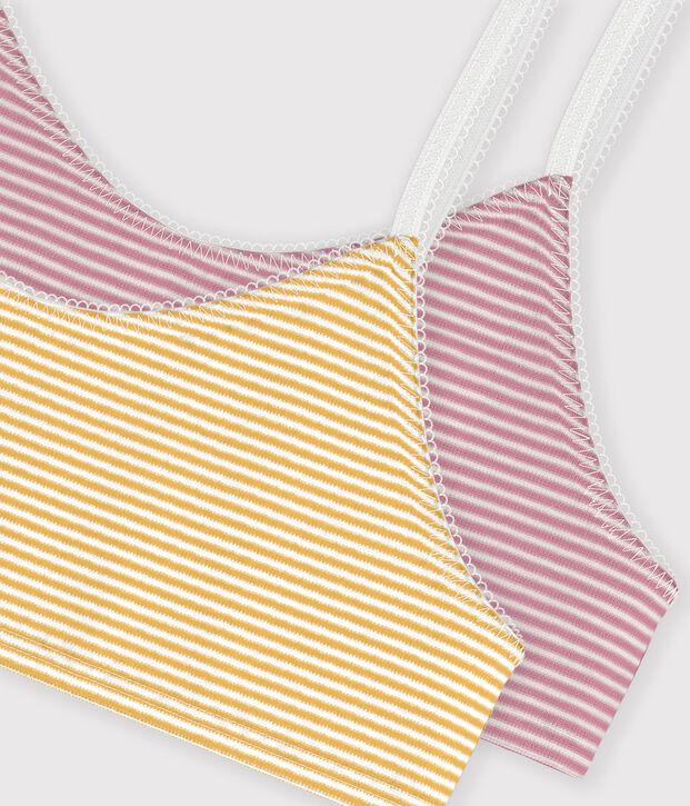 Lot de brassi&egrave;res enfant en coton ray&eacute; multicouleur