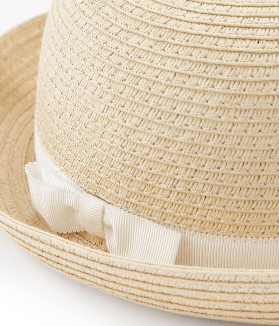 Chapeau de paille enfant fille rose NATUREL