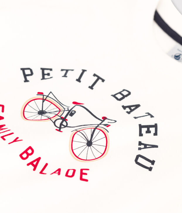 Tee-shirt manches longues en coton enfant gar&ccedil;on blanc