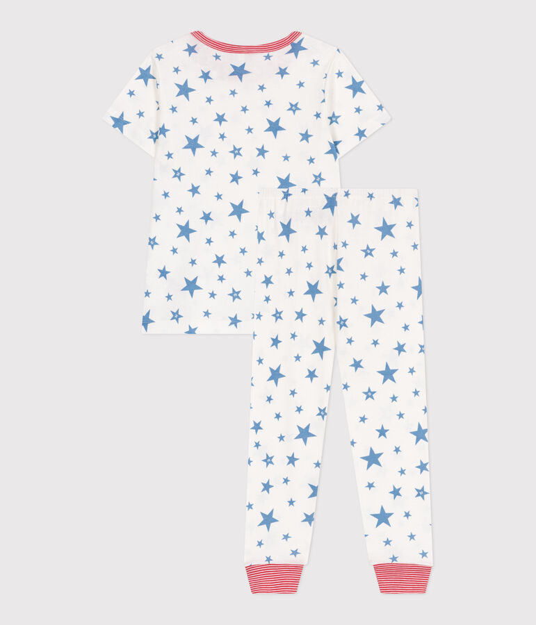 Pyjama enfant en coton imprim&eacute; &eacute;toiles blanc MARSHMALLOW/bleu ALASKA
