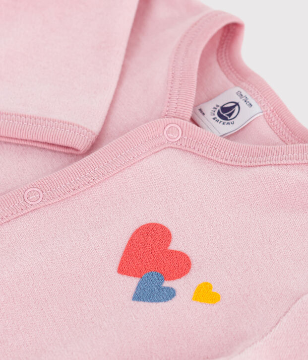 Pyjama b&eacute;b&eacute; en velours uni rose