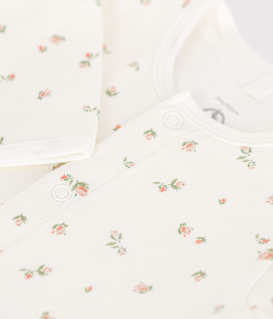 Bodyjama sans pieds en coton bébé blanc MARSHMALLOW/blanc MULTICO