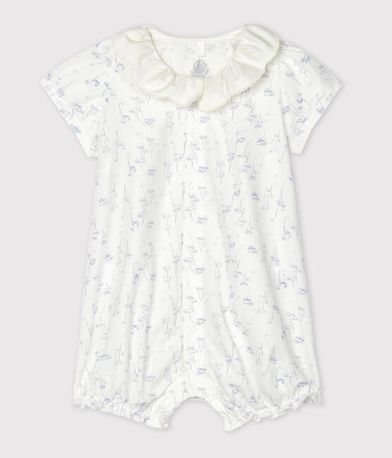 Combicourt bébé fille en popeline blanc MARSHMALLOW/blanc MULTICO