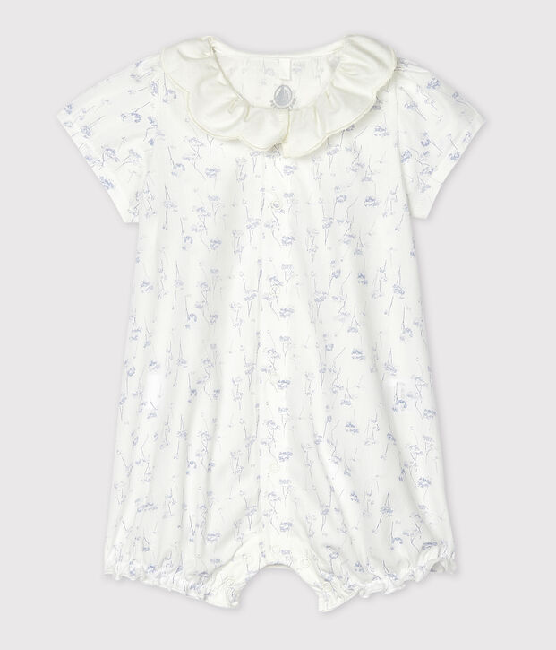 Combicourt b&eacute;b&eacute; fille en popeline blanc/multicouleur