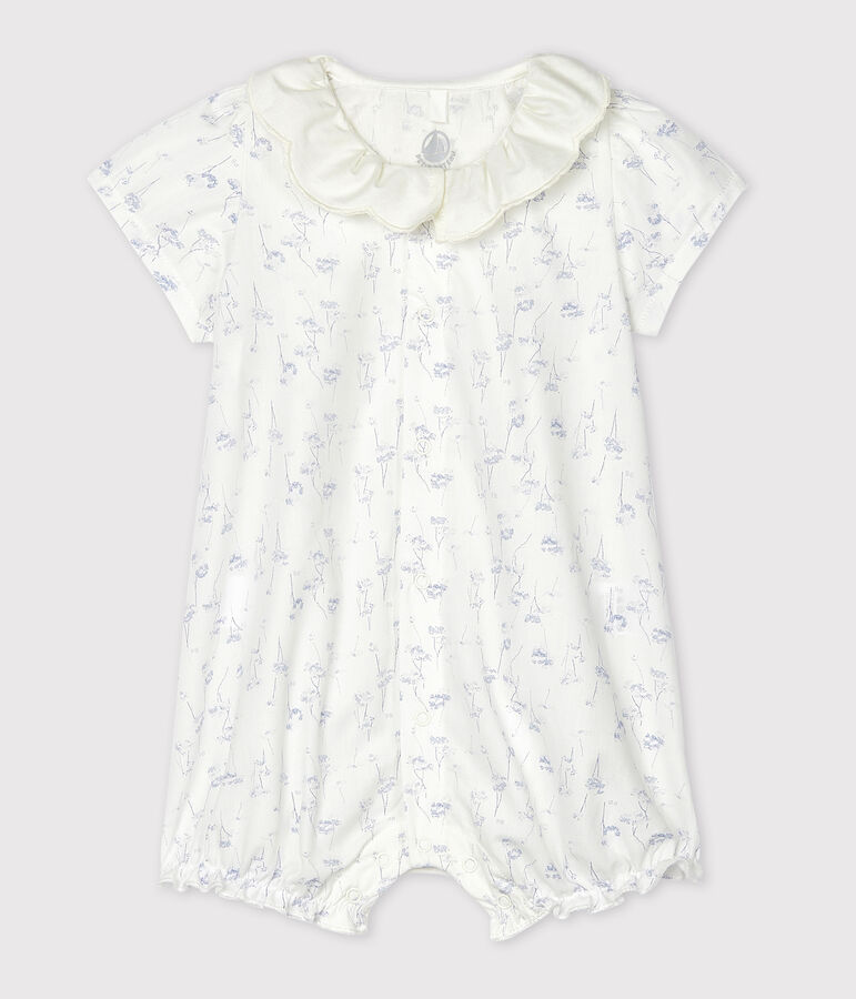 Combicourt b&eacute;b&eacute; fille en popeline blanc MARSHMALLOW/blanc MULTICO