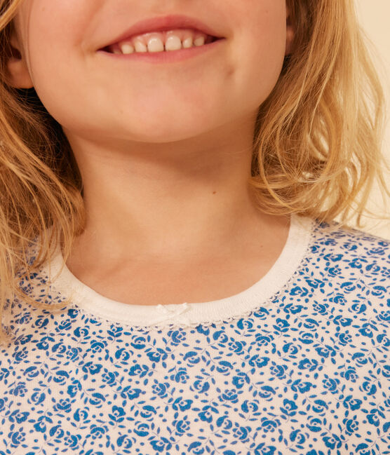 Pyjama capri imprimé fleur en coton enfant bleu MARSHMALLOW/ INCOGNITO