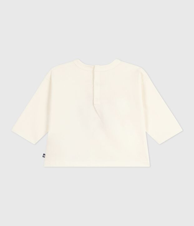 Tee-shirt b&eacute;b&eacute; en coton &agrave; manches longues blanc cass&eacute;