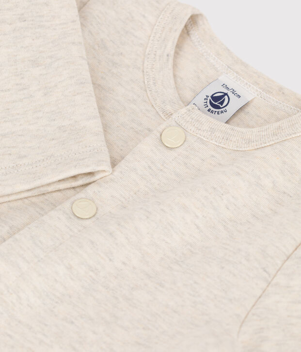 Cardigan b&eacute;b&eacute; uni en jersey &eacute;pais beige chin&eacute;