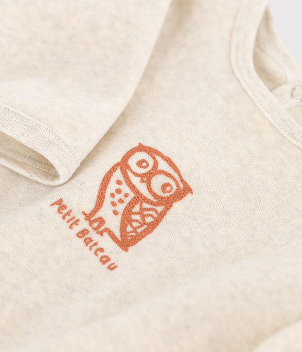 Dors-bien hiboux b&eacute;b&eacute; en velours beige chin&eacute;