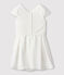 Robe cérémonie en broderie et crêpe enfant fille blanc MARSHMALLOW