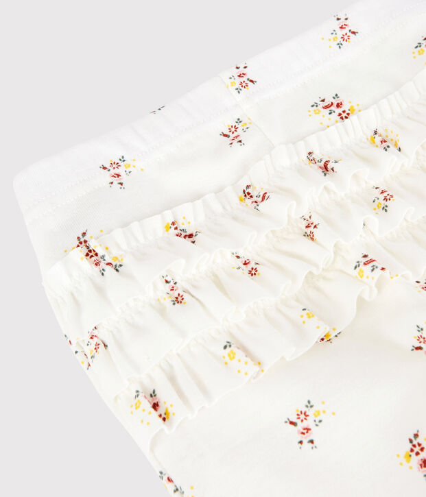Legging imprim&eacute;e en coton b&eacute;b&eacute; fille blanc/multicouleur