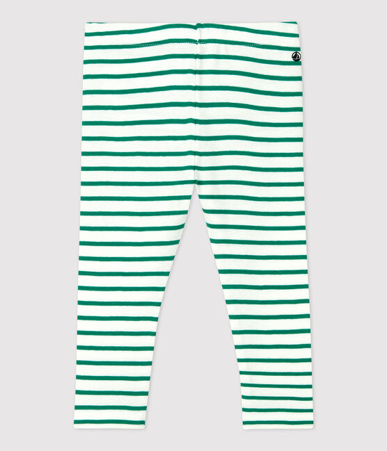 Legging en coton bébé. blanc MARSHMALLOW/ PIVERT