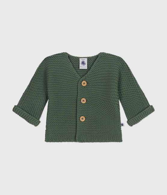 Cardigan en tricot point mousse bébé vert CROCO