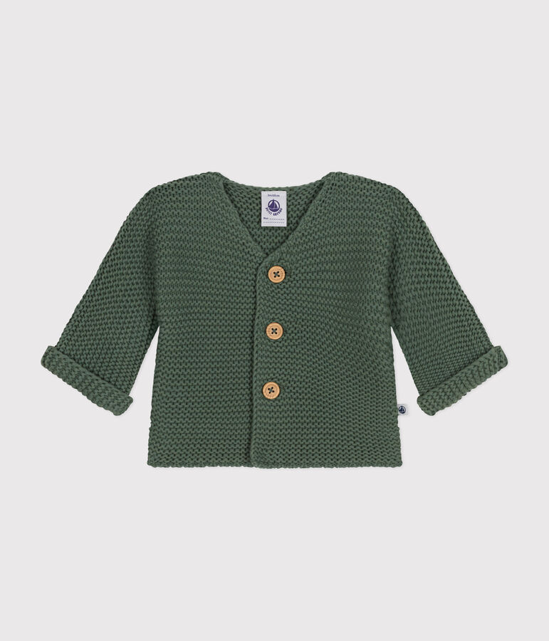 Cardigan en tricot point mousse b&eacute;b&eacute; vert