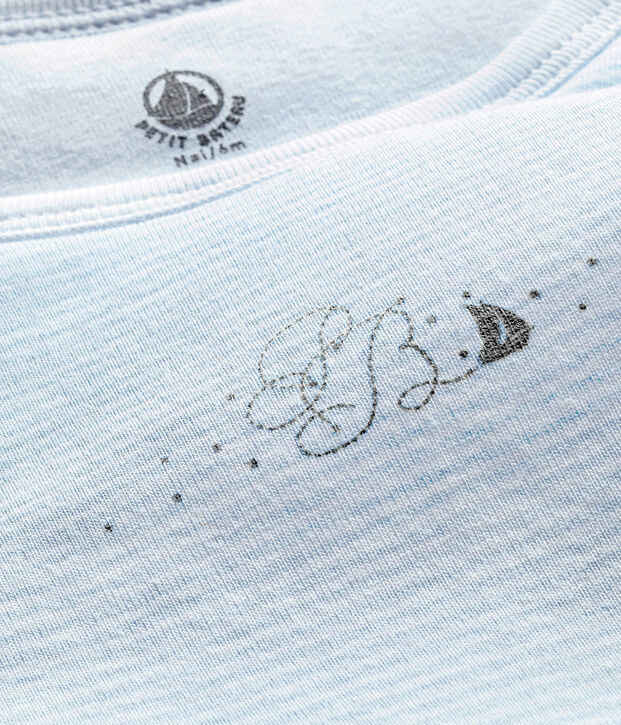 Gigoteuse naissance b&eacute;b&eacute; gar&ccedil;on ray&eacute;e milleraies bleu/blanc