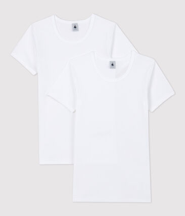 PETIT BATEAU - Lot de 2 tee-shirts courtes blancs fille