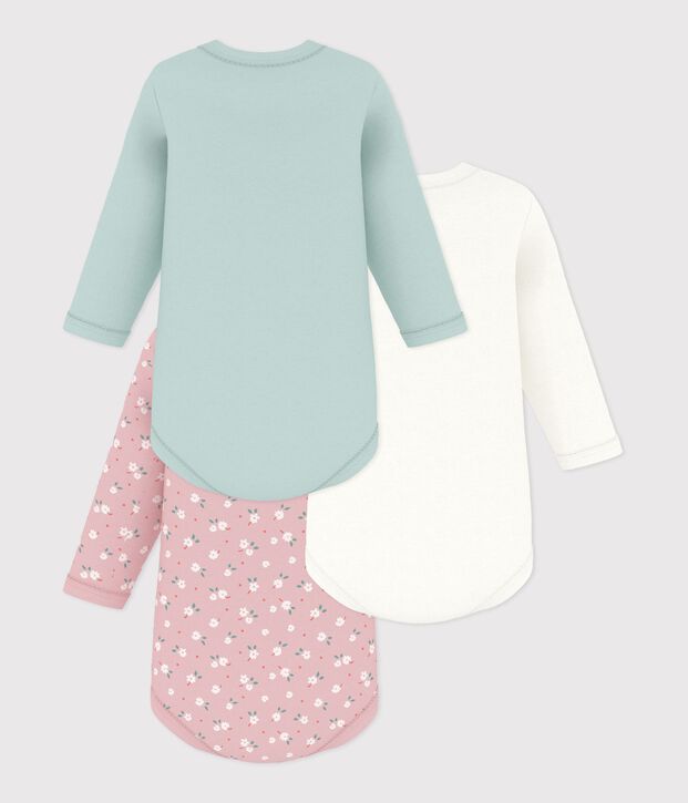Lot de bodies manches longues en coton imprim&eacute; &agrave; fleurs b&eacute;b&eacute; multicouleur