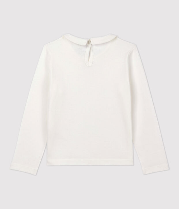 Tee-shirt manches longues en coton enfant fille blanc