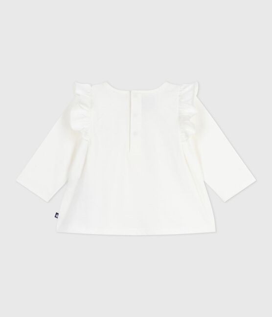 Blouse bébé en coton manches longues, uni blanc MARSHMALLOW