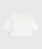 Blouse bébé en coton manches longues, uni blanc MARSHMALLOW