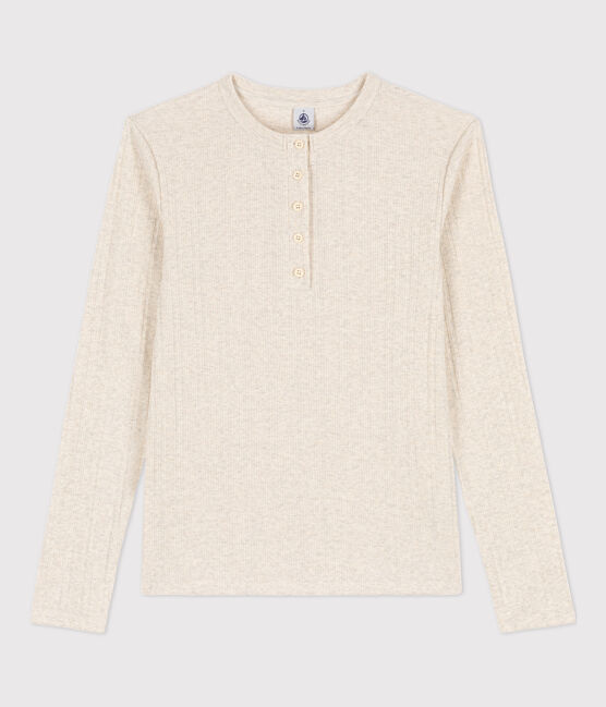 Tee-shirt col tunisien Femme beige MONTELIMAR CHINE