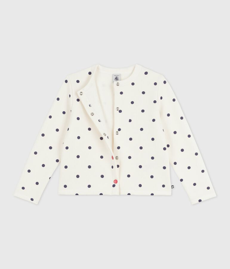 Cardigan enfant en coton imprim&eacute; pois bleu MILK/ SOIR